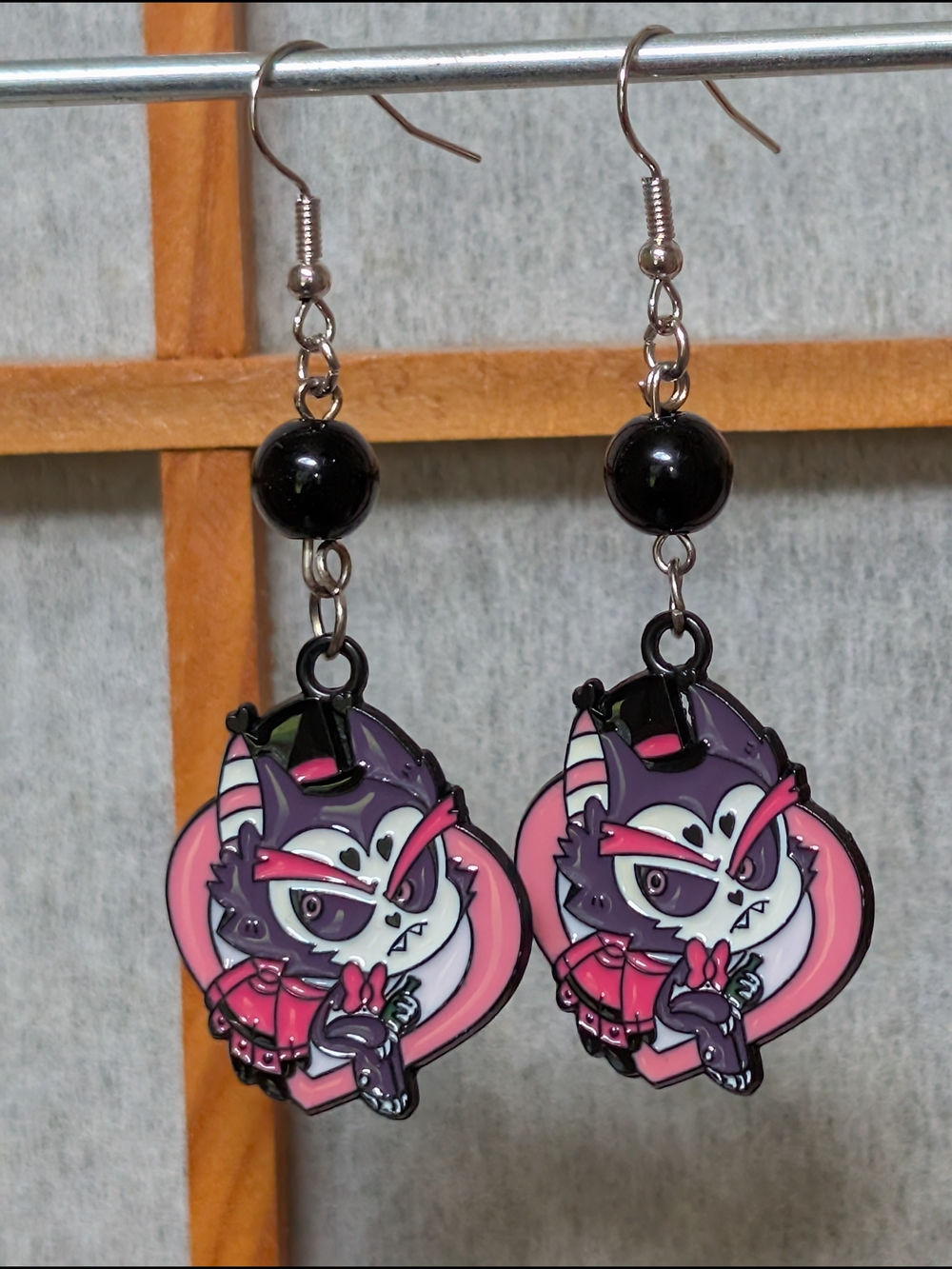 Hazbin Hotel Husk Dangle Earrings - Husker Enamel Charm Jewelry by Nerdy Robots